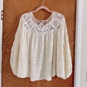 Free People NWOT Cream Crochet Sweater